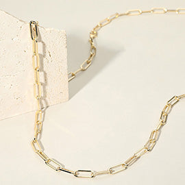 METAL PAPERCLIP CHAIN LONG NECKLACE