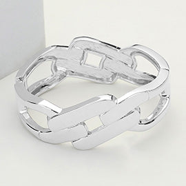 CHUNKY METAL CHAIN HINGED BANGLE BRACELET