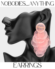 OVERSIZED TRANSPARENT COLORED RESIN DISC LAYERED CHANDELIER EARRINGS