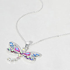 STONE EMBELLISHED WHALE TALE PENDANT NECKLACE