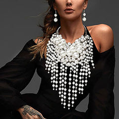 PEARL CLUSTER STATEMENT NECKLACE