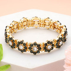 STONE CLUSTER FLOWER STRETCH BRACELET