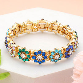 STONE CLUSTER FLOWER STRETCH BRACELET