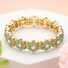 STONE CLUSTER FLOWER STRETCH BRACELET