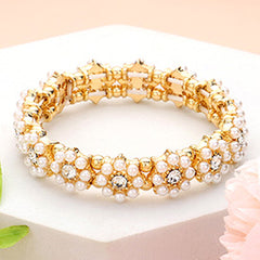 PEARL CLUSTER FLOWER STRETCH BRACELET